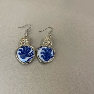 China plates cut for designs and wire wrapped by hand